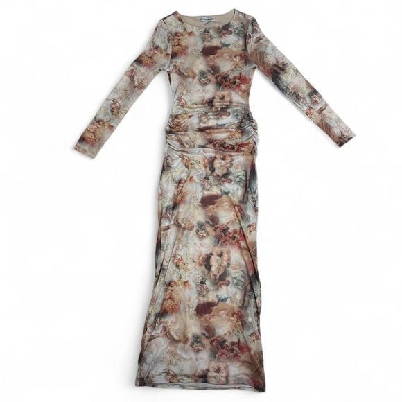 Almost Famous Mesh Angel Cherub Print Maxi Dress - Picture 2 of 8